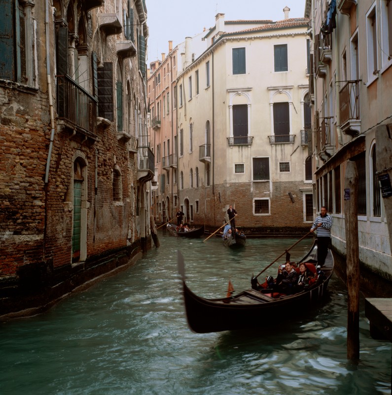 Gondolas  in Venice, Italy
Original: Film Velvia-50, 6x6cm
Scan: Imacon 6800x6800 pix.

